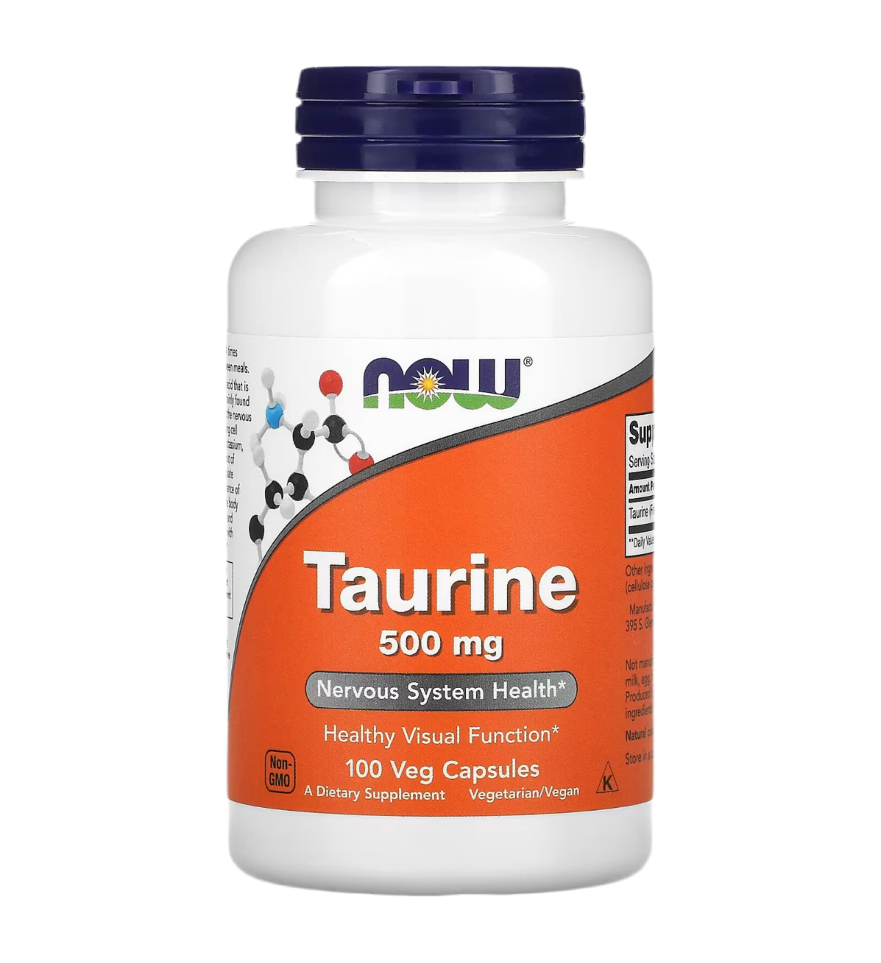 NOW Taurine - 500mg, 100 Veg Capsules