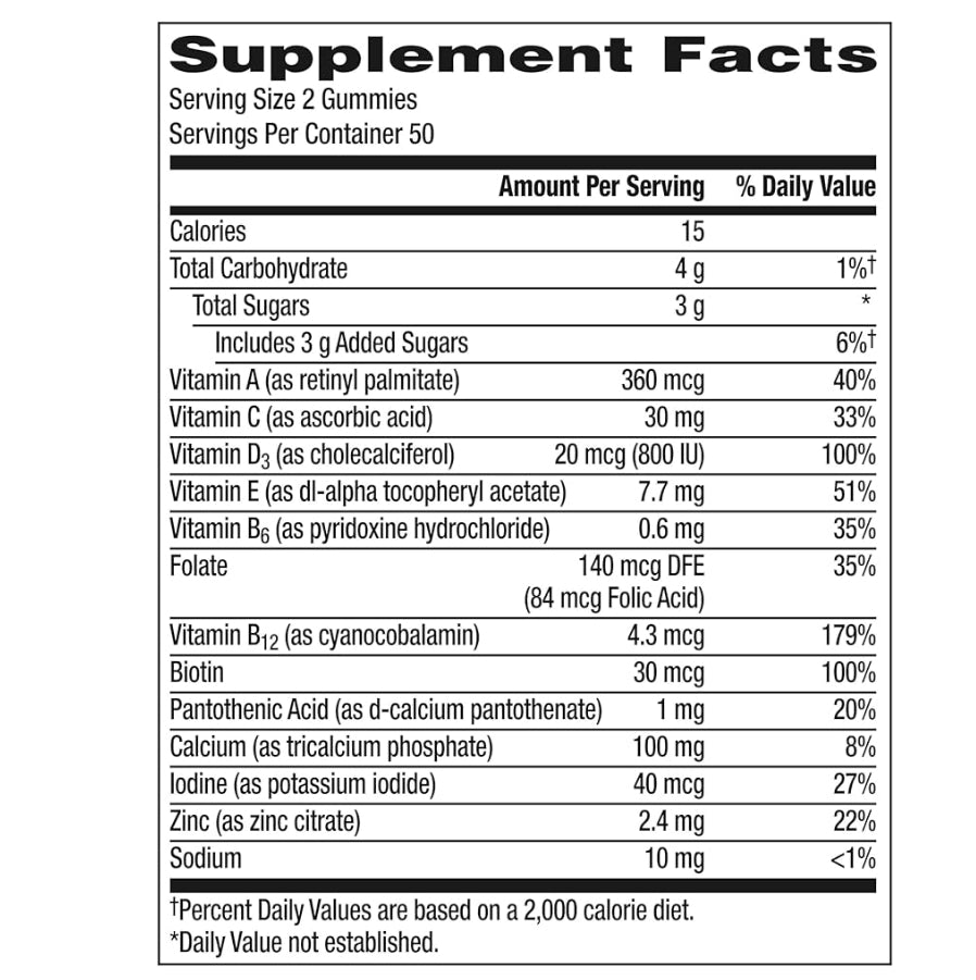 Centrum Women's Multivitamin Gummies, Tropical Fruit Flavors Made from Natural Flavors, 100 Count, 50 Day Supply