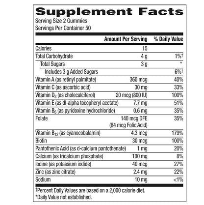 Centrum Women's Multivitamin Gummies, Tropical Fruit Flavors Made from Natural Flavors, 100 Count, 50 Day Supply