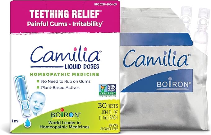 Boiron Camilia Teething Drops for Daytime and Nighttime Relief of Painful or Swollen Gums and Irritability in Babies - 30 Count