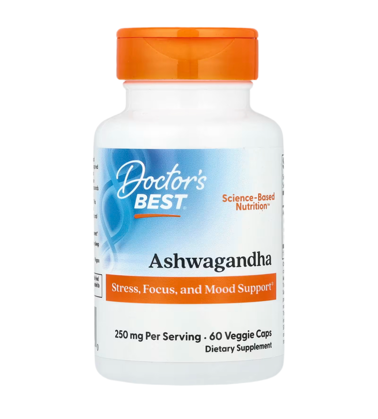 Ashwangandha 250mg, Doctor’s Best - 60 veggie Caps (125mg per capsule)