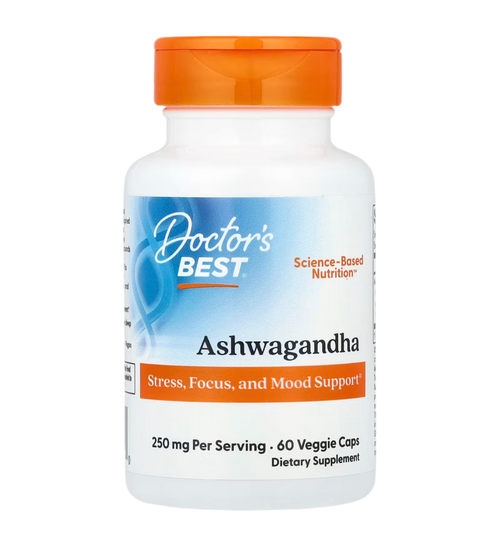 Ashwangandha 250mg, Doctor’s Best - 60 veggie Caps (125mg per capsule)