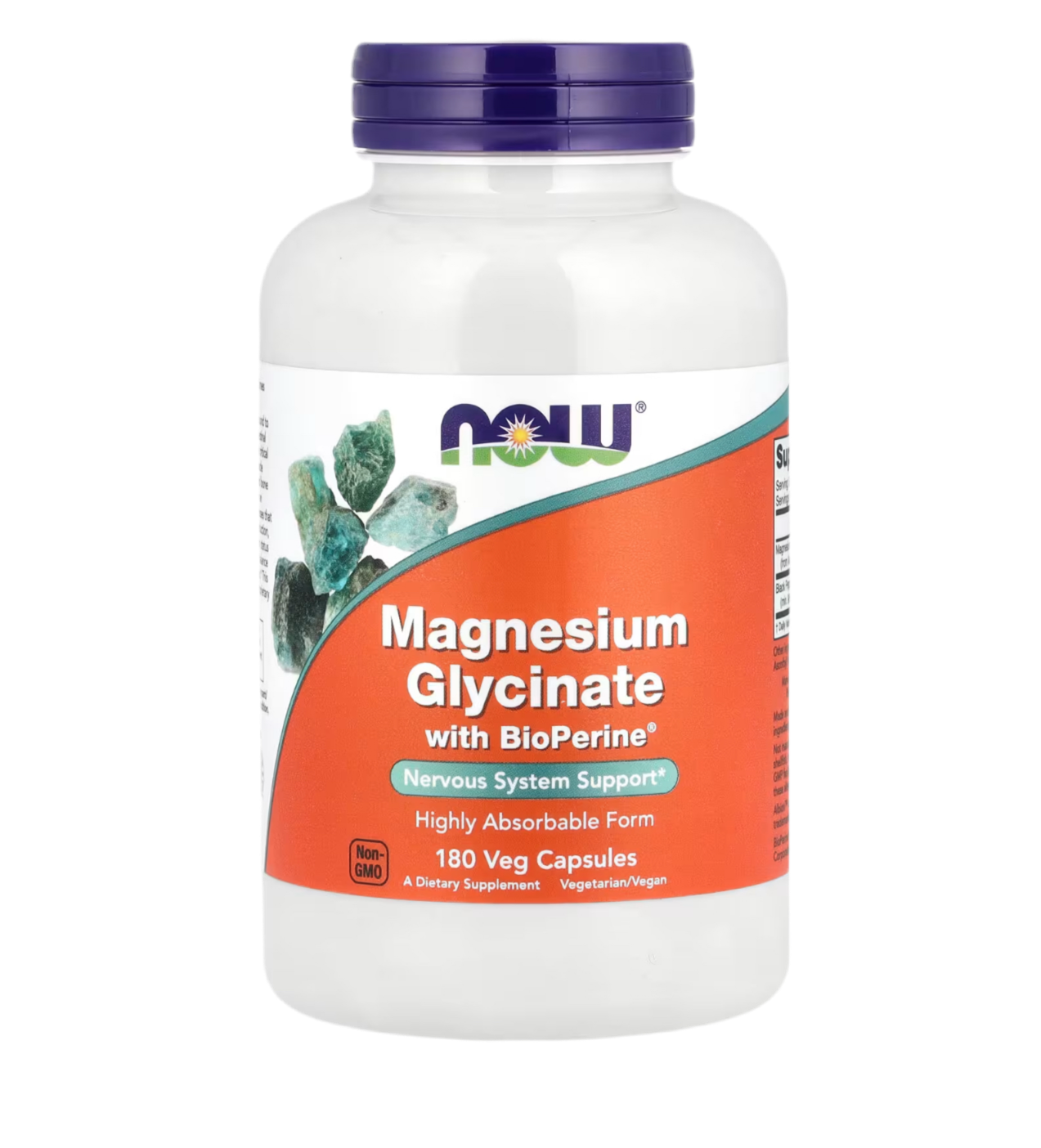 NOW Foods Supplements, Magnesium Glycinate with BioPerine, 180 Veg Capsules