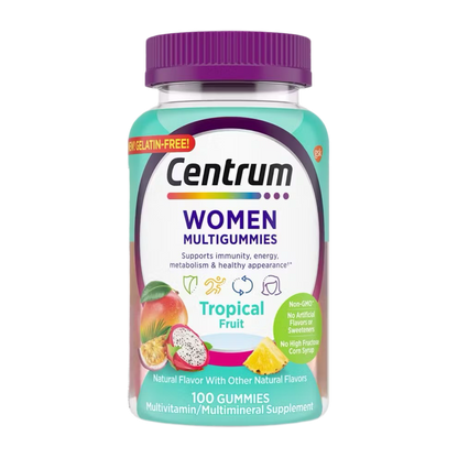 Centrum Women's Multivitamin Gummies, Tropical Fruit Flavors Made from Natural Flavors, 100 Count, 50 Day Supply