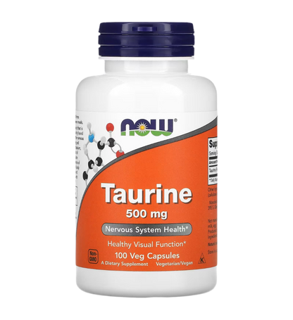 NOW Taurine - 500mg, 100 Veg Capsules