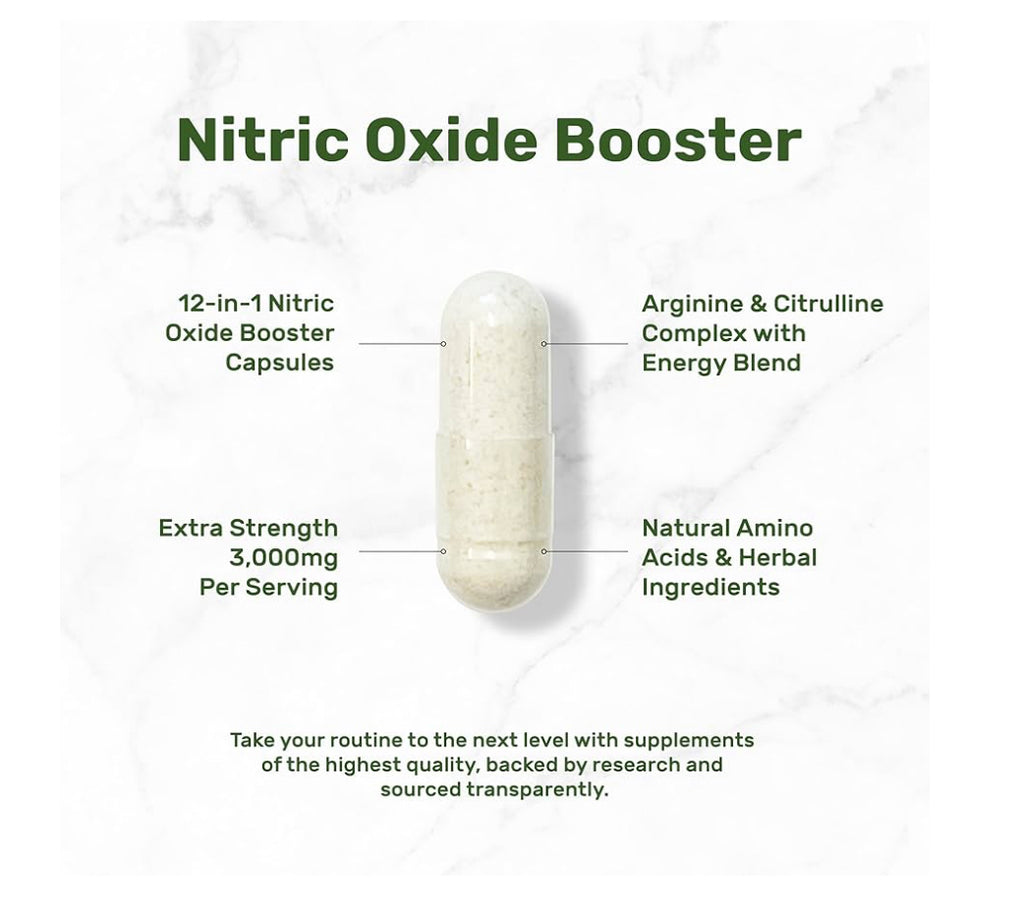Nitric Oxide Booster 3,000mg – Supports Circulation & Exercise Performance – 120 Capsules