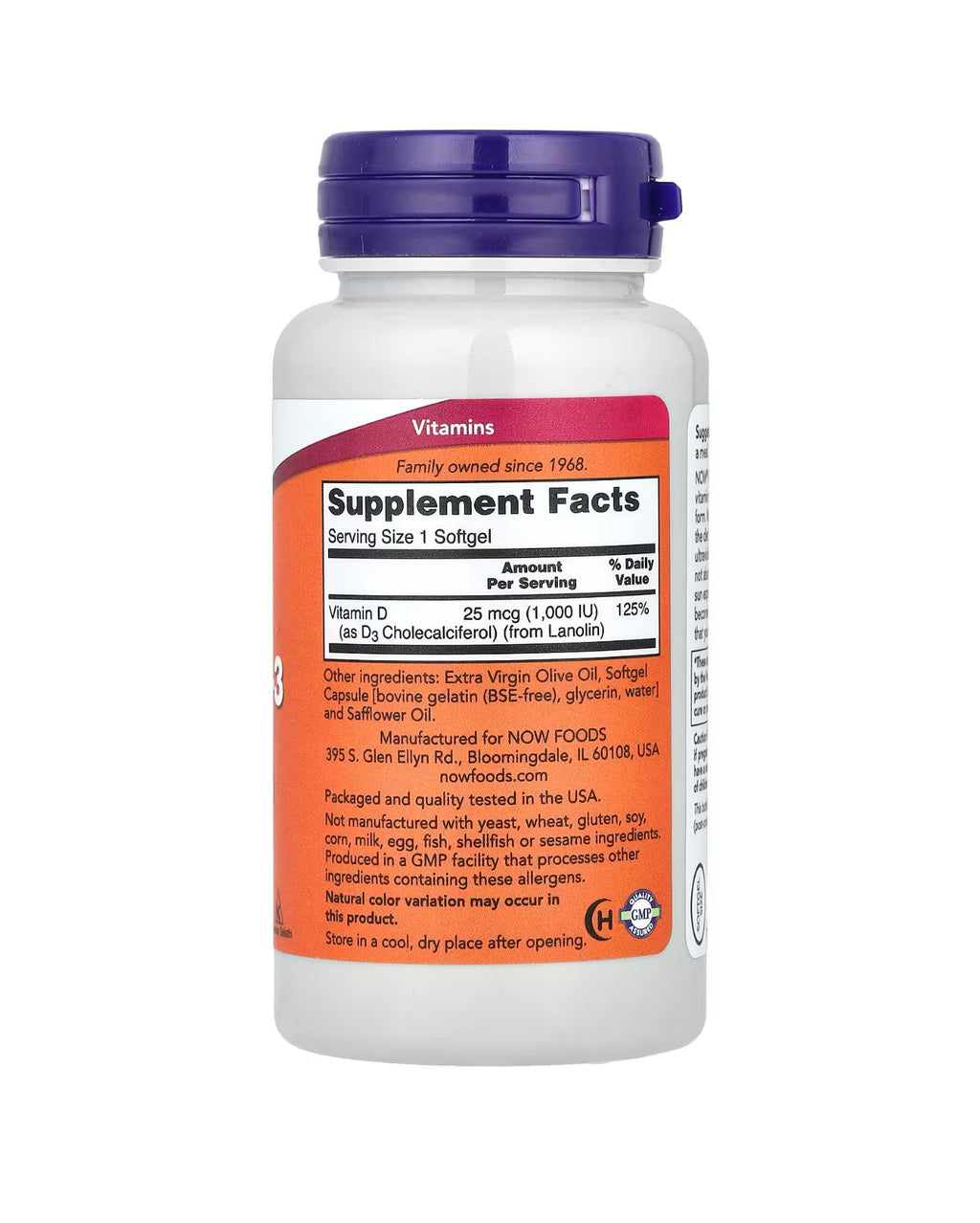 D3-1000 IU NOW 180 Capsules